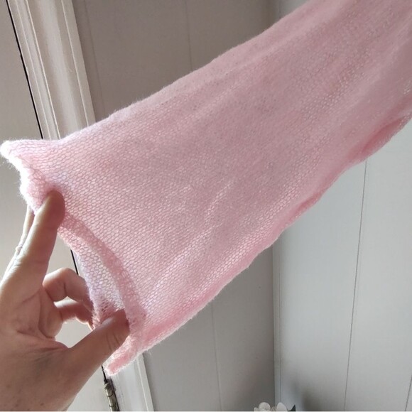 Pink Sheer Super Stretchy Slouch Roll Neck Sweater Size Medium - Picture 5 of 8